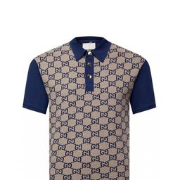 thumbnail for Camisa polo masculina de tecido jacquard lavado resistente de 280g com gola dobrável.