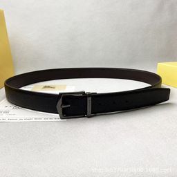 thumbnail for New Men's Classic Plaid Pin Buckle Reversible Cowhide Belt Fashion Trend Versatile High-End Trouser Belt