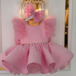 thumbnail for 2026 New Flower Girl Satin Medium Child Model Runway Piano Performance Puffy Skirt Princess Dress
