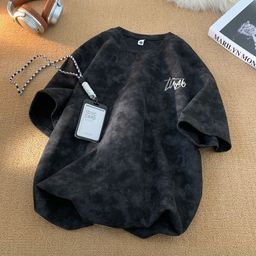 thumbnail for Summer Printed Tie-Dye Short-Sleeved T-Shirt for Boys, Trendy Brand Ins, Loose Sports Round Neck, Versatile Half-Sleeved Youth Top