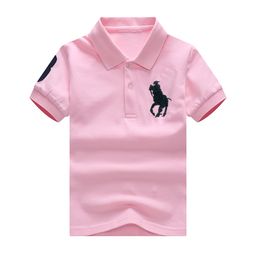 thumbnail for Bala Ker Boys and Girls Short-Sleeved T-Shirt Pure Summer Kidsren&#039s Pure Color Lapel Size Middle Kidsren Polo Shirt Trendy and Cool