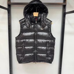 thumbnail for Cross-Border European and American Mongolian down Cotton Vest for Men and Women, Hooded Vest, Thickened Warm Stand-Up Collar, Glossy Outer Wear