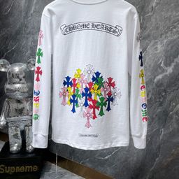 thumbnail for Cross-Border Trendy Brand Chrome Heart Popular Long-Sleeved T-Shirt Pure Cotton Men's and Women's Loose Ready-Made Wholesale