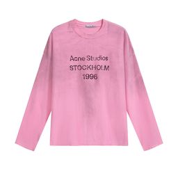 thumbnail for Trendy brand 1996 washed and worn old A Xi letter print high street long sleeve loose cross-border T-shirt for men and women