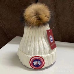 thumbnail for Winter Korean Style Casual Cold Hat Women&#039s Cold-proof Warm Knitted Hat Raccoon Fur Ball Ski Wool Hat Thickened Ear Protection Hat