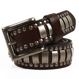 thumbnail for First-Layer Cowhide Rivet Belt Men&#039;s Personalized Decorative Belt Wholesale Trendy Punk Style Decoration European and American Unisex Style