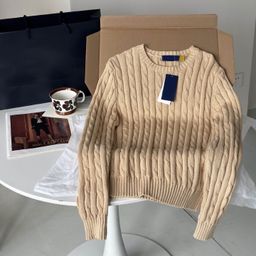 thumbnail for 25 Autumn and Winter New Embroidered Pony Mark Classic Twisted Sweater Round Neck Twist Turtleneck All-match Lazy Style