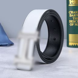 thumbnail for Cross-Border New Plain Casual Belt for Men, High-End Cowhide Belt with H Buckle and Letters, Versatile and Fashionable Men's Style