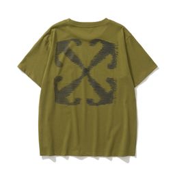 thumbnail for 2025 Primavera/Verão Nova Linha OW Graffiti Flecha Gola Redonda Pulôver Manga Curta Unissex Peça Única Atacado Dropshipping.