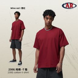 thumbnail for Ar Plus Size Men's Clothing European and American Trendy Brand 230g Double Yarn Pure Cotton Antibacterial Short-Sleeved Men's T-Shirt Pure Color Blank Men's Loose T-Shirt