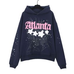 thumbnail for American trend unisex cobweb digital print hip-hop loose hooded sweatshirt