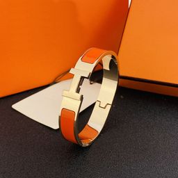 thumbnail for V gold plated gold enamel color letter home bracelet women's rose gold buckle European and American h bracelet stainless steel couple bracelet