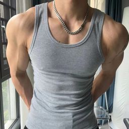 thumbnail for American Style I-shaped Vest Summer Men's Sports Fitness Thick Thread Men's Sleeveless Training Elastic Slim-fit Sweat Absorbing Breathable