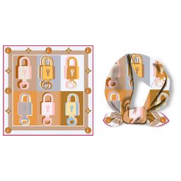 thumbnail for Printed Silk Scarf Small Square Scarf Women's Summer Thin Neck All-match Imitation Silk Cervical Scarf Summer 53x53cm