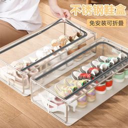 thumbnail for No-Installation Foldable Transparent Shoe Cabinet Organizer for Dormitory Bedroom Student Pet Transparent Shoe Box Cover