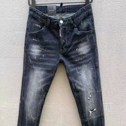 thumbnail for 930 classic D2 jeans for men, black, worn-out, fashionable slim fit, slightly elastic ink-splashed paint, simple and versatile for small feet