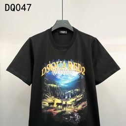 thumbnail for DQ047微阔宽松D2字母印花潮牌短袖T恤跨境男装圆领上衣打情侣打底