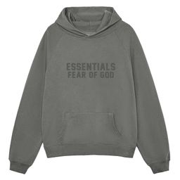 thumbnail for FOG double thread ESSENTIALSZONE flocking three-dimensional letters autumn and winter new plus velvet hoodie couple men&#039;s and women&#039;s sweater