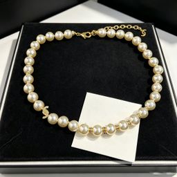 thumbnail for 26 New Chanel-style pearl necklace for women, fashionable high-end look, rhinestone letter elegant light luxury necklace, factory direct sale