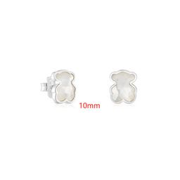 thumbnail for Spanish Peach Bear Earrings, White Copper Silver-Plated, European and American Style, High-End, Light Luxury, Versatile, Unique Earrings, One-Piece Wholesale