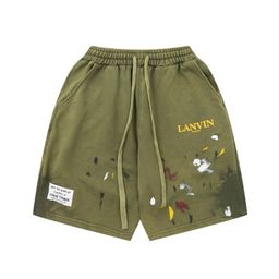 thumbnail for Correct version G.D destruction hand-painted splash ink splicing drawstring high street casual shorts men and women foreign trade wholesale
