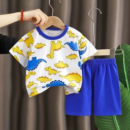 thumbnail for Children's Short-sleeved suit Cotton Girls' Summer Wear Boys T-shirt Baby Baby's Clothes Korean Style Children's Wear Shorts Sports