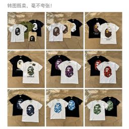 thumbnail for Japanese trendy brand Bape casual short-sleeve printed T-shirt, new summer style for men and women, retro cartoon print, versatile short-sleeve