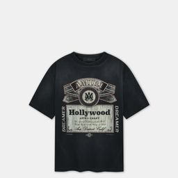 thumbnail for One-Piece Dropshipping Cross-Border Supply Trendy Brand Short-Sleeve Amirit Shirt with Printed Washed Vintage Heavy Cotton Base Shirt for Men