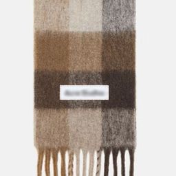 thumbnail for Women's winter scarf double-sided rainbow plaid shawl long seahorse fur color-block scarf with men's tassels