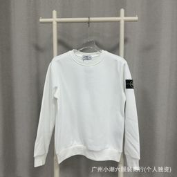 thumbnail for Cross-border STONE stone solid color ins compass badge basic pullover function casual men&#039;s and women&#039;s round neck sweater island