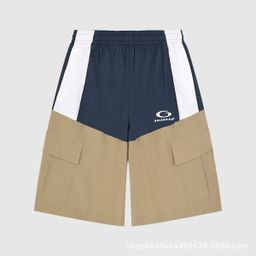 thumbnail for 25SS B high-quality heavy industry color blocking splicing cargo shorts for men and women
