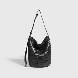 thumbnail for Cowhide hand-woven bag women's 2025 summer new large-capacity bucket bag leisure vacation shoulder crossbody bag