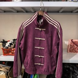 thumbnail for Three bars, stand-up collar jacket splicing, popular wear, new Chinese buckle feel Tang suit top, the same style for men and women