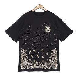thumbnail for Cross-border wholesale correct version am splash ink flow paint camouflage starry graffiti letters short sleeve high street sweethearts T-shirt ir1