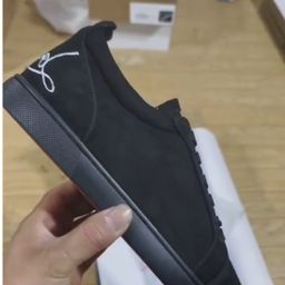 thumbnail for Lttl Electric Embroidery Men's Shoes Black Embroidery Low-Top Rivet Men's Shoes Flat Casual Shoes Crescent Shoes