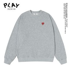 thumbnail for Japanese-Style Heart Embroidery Long-Sleeve Crew Neck Sweatshirt for Couples, Trendy Brand Pure Cotton Base Shirt Heyplay Solid Color T-Shirt