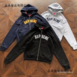 thumbnail for SUPREME 24FW发热华夫格加绒卫衣男女情侣款贴布图案拉链帽衫潮牌
