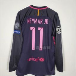 thumbnail for Champions League version of the 1617 season Barcelona home and away jersey long-sleeved suit, No. 11 Neymar, No. 10 Messi football jersey