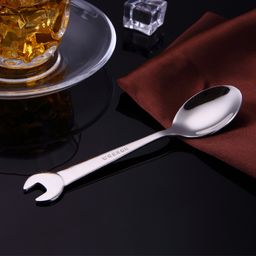 thumbnail for 304 Stainless Steel Spoon Creative Wrench Spoon Fork Two-piece Thickened Gift Spoon Household Spoon Fruit Fork