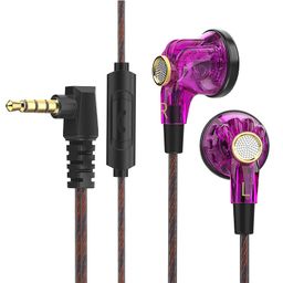 thumbnail for QKZ MDR auriculares con cable auricular de cabeza plana de control de alambre con micrófono de música Deportes 16mm anillo móvil de cabeza plana enchufe auricular