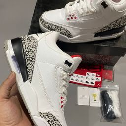 thumbnail for Cross-Border Putian Shoes Aj3 Men's Shoes Hiroshi Fujiwara Basketball Shoes Jordan 3 White Cement Gray High-Top Sports Practical Shock-Absorbing Women's Shoes
