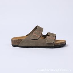 thumbnail for Two-character Leather Cork Slippers Unisex Double-breasted Two-character Slippers Bocken Shoes Thick Sole Outer Wear Sandals