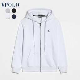 thumbnail for Spring and Autumn Paul Long Sleeve Sweatshirt Men&#039s Casual Cotton Solid Color Embroidered Pony Logo Zipper Pullover Cardigan Sweatshirt