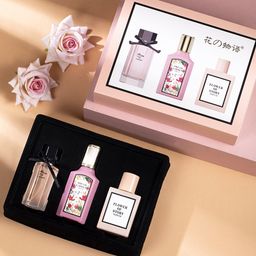 thumbnail for The Story of Flowers Hua Yue Qimeng Women's Perfume Three-Piece Set Men's Fresh and Lasting Light Fragrance Shake Sound Live Explosions