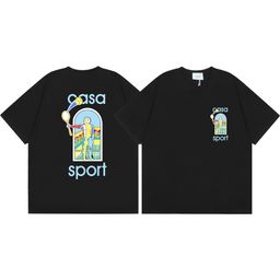 thumbnail for Cross-border 2024 Spring/Summer New Casablanca Casablanca LOGO Print Men's and Women's Loose Short Sleeve T-Shirts