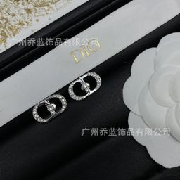 thumbnail for High-End Version of Dijia Letter Cd Snake Bone Half-Drill Earrings for Women, Fashionable Versatile Diamond-Studded Earrings for Women Wholesale Dropshipping