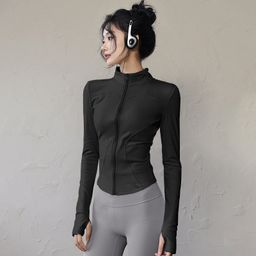 thumbnail for Conjunto de roupas de fitness para mulheres, jaqueta super fina, top de roupas de ioga Lulu, secagem rápida, esportes ao ar livre, corrida, Pilates.