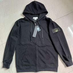 thumbnail for Cross-border STON stone shirt autumn and winter men's and women's hooded sweatshirts solid color island sleeve badge style zipper sweatshirt jacket trend