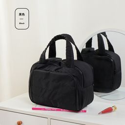 thumbnail for 绗缝化妆包时尚爆款双宽开口大容量蓬松高端旅行便携洗漱收纳包