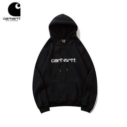 thumbnail for carhatt European and American Kaha Chao Brand Classic Letter Embroidery Men's and Women's Loose Hooded fleece-lined Hoodie Sweater